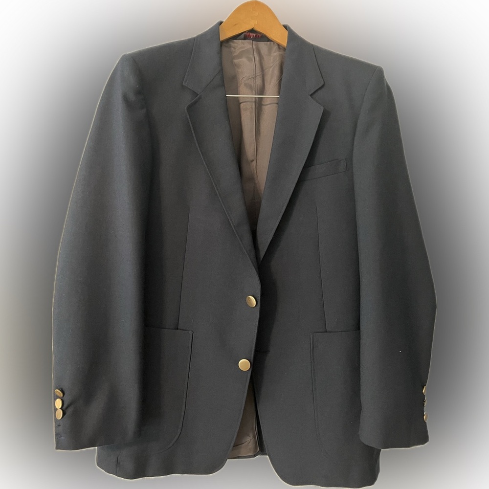 Navy Men's Blazer with Gold Accents
